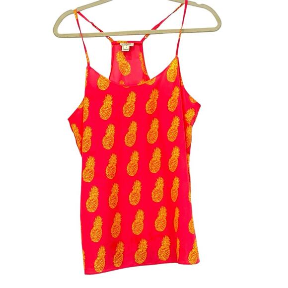 J.Crew Pink and Yellow Pineapple Sleeveless Blouse Size 10 - Picture 1 of 4